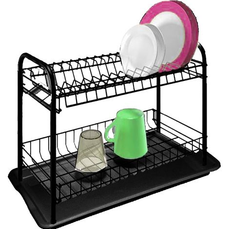 Scolapiatti da Cucina Lavello con Vassoio Zio 2 Posti Nero Artex (1/2)