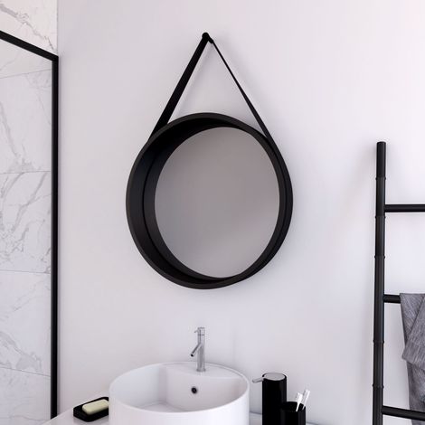 Specchio da bagno rotondo tipo Barbiere - Nero - Diametro 50 cm (1/4)