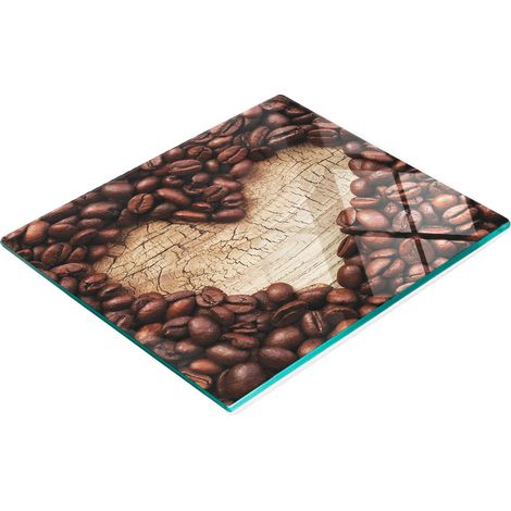 Elegante e resistente lavagna in vetro con stampa a forma di cuore e chicchi di caffè, 60x52 cm. (1/5)