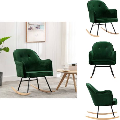 Schaukelstuhl Dunkelgrün Samt - Samtsessel - Schaukelstuhl - Gartenstuhl - Esszimmerstuhl - Lounge Chair (1/5)