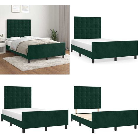 Bettgestell ohne Matratze Dunkelgrün 120x200 cm Samt - Samtsofa - Doppelbett - Boxspringbetten - Betten Günstig - Bettgestell - Home & Living (1/5)
