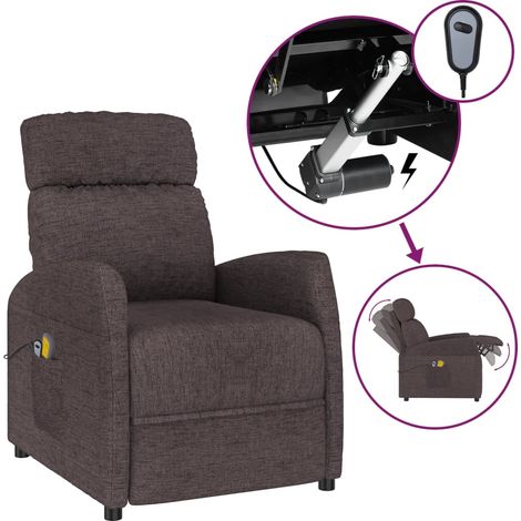 Sillón de masaje eléctrico tela marrón oscuro vidaXL (1/5)