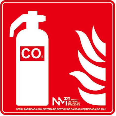 Señal de seguridad Extintor CO2 (Solo Pictograma) con capa luminiscente SEKURECO                         420 x 420 mm                          CLASE B (PVC 0'7mm) (1/2)