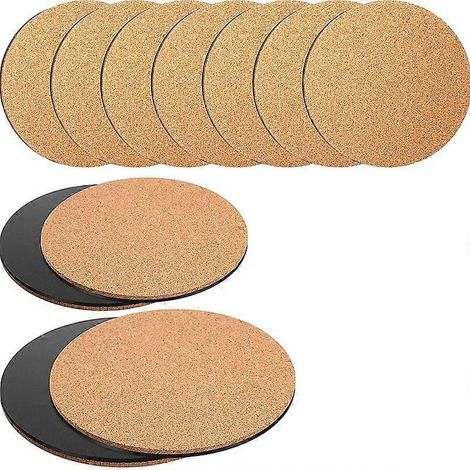 Lot de 10 tapis de sol ronds en liège absorbant pour plantes, utilisables comme dessous de plat ou sous-plats pour le jardinage. (1/5)