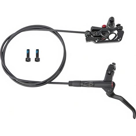 Pinza de freno de disco hidráulico trasero para MTB con 4 pistones hidráulicos y sistema de frenado bidireccional de 22,2 mm. Kit de maneta de freno izquierda para bicicleta de montaña. (1/5)
