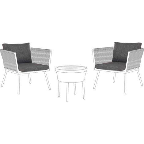 Conjunto de fundas de cojín para exterior cojines de asiento y respaldo gris oscuro Gargano