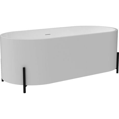 Vasca da bagno freestanding ovale 160 x 73,5 x 59 cm Bianca con piedini neri - ALONSA