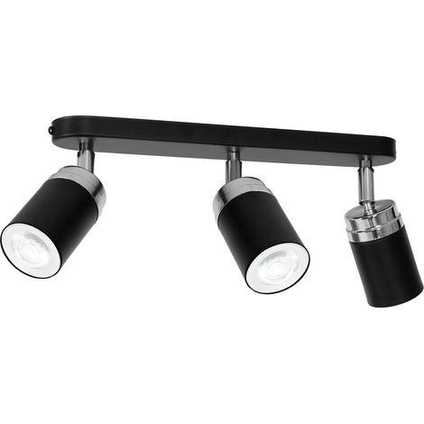 Rampe 3 spots orientables noir/chrome GU10 Luminex Reno
