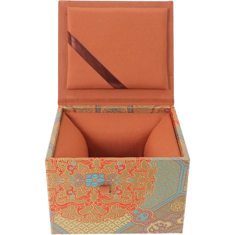 Boîte Présent Vintage en Velours avec Couvercle, Petite Boîte à Bijoux Rétro en Papier et Tissu, Structure Stable, pour Offrir la Saint-valentin ou Noël (1/5)