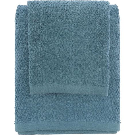 Set asciugamani bagno blu per viso e ospite in cotone puro Spring (1/5)