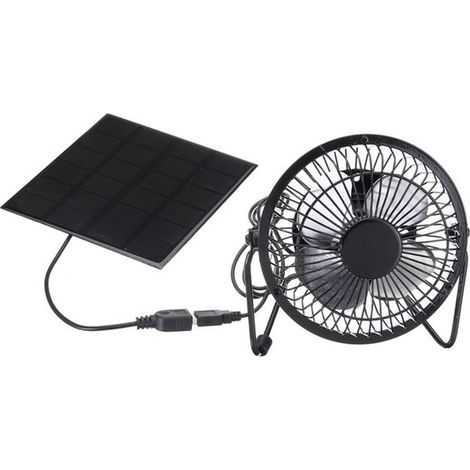 Ventilador de escritorio con panel solar USB de 5 W, modelo pequeño para exteriores, ideal para el hogar, escritorio y portátil.