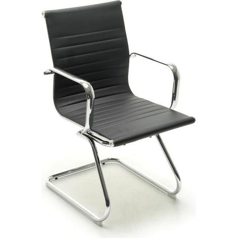 Poltrona fissa su slitta mod. Xeno direzionale colore nero ecopelle M0820-01