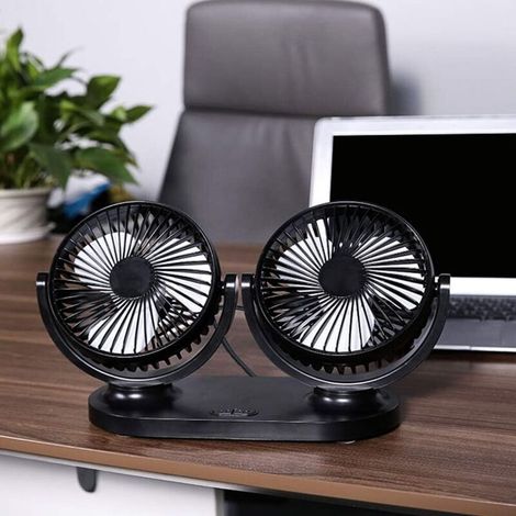 ®Rising FF Ventilateur bureau double USB rotation 360°, portable maison bureau (1/4)