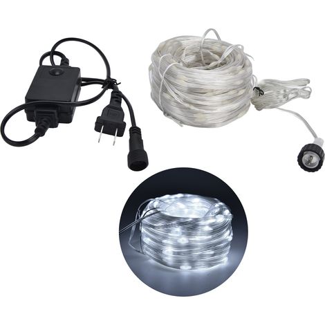 Guirlande lumineuse LED fil cuivre 50m 400LED basse tension étanche décoration extérieur jardin fête Noël prise US 100-240V lumière blanche (1/5)
