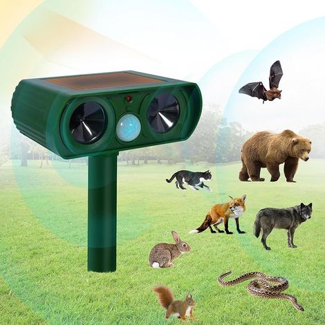 Répulsif Chat Ultrason à Energie, Repulsif Chat Exterieur Ultrason, Étanche Répulsif Chat Répulsif avec Détecteur de Mouvement pour Anti Chats Chiens Souris Ratons