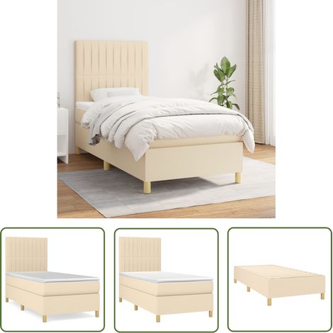 The Living Store Boxspringbett mit Matratze Creme 90x190 cm Stoff - Boxspringbett - Cremefarbenes Bett - Doppelbett - Bettenrahmen - Matratze (1/5)