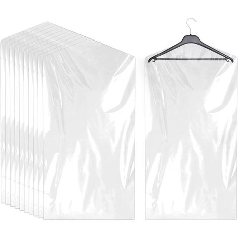 Set of 20 Garment Bags, Transparent Garment Bags, Plastic Garment Protectors, 60x90 cm, Hanging Clothes Covers