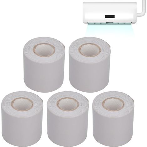 Ruban adhésif pour conduit d'air en PVC, ruban isolant résistant à l'huile pour climatiseur et protection des conduits, largeur 6 cm, 5 rouleaux, adapté aux équipements électriques et aux tuyaux en cu (1/5)