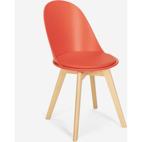 Silla de diseño escandinavo de madera con cojín cocina comedor Bib Nordica - Rojo