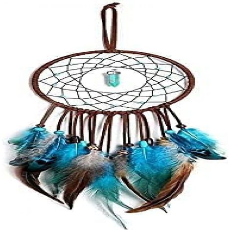 Dreamcatcher - 25 cm Diamètre - Cercle en Bois Naturel avec Toile Tissée Main - Plumes Naturelles et Perles - Décoration Murale pour Chambre d'Enfant ou Salon - 1 Pièce (1/5)