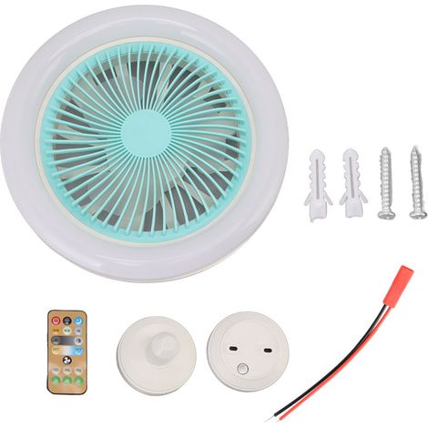 Ventilateur de plafond LED 25 cm (9,8 pouces) avec éclairage LED E27 36 W silencieux et réglable, idéal pour chambre d'enfant ou chambre à coucher (86-265 V, bleu). (1/5)