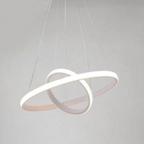 TrAdE Shop Traesio - Lampadario Sospeso Led 60w 2 Cerchi Pendente Rotondo Anelli Bianco Luce 4000k 50248 - (1/5)