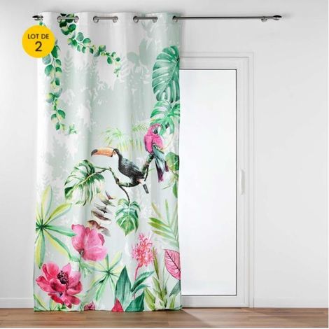 Lot de 2 Rideaux a oeillets 140 x 260 cm 100% coton imprimé Louisiane (1/5)