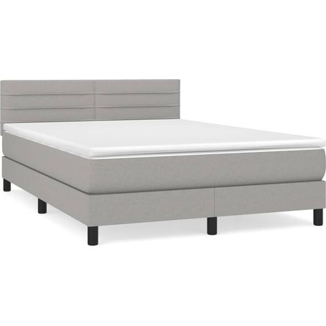 Maison Exclusive - Cama box spring con colchón tela gris claro 14 (1/5)