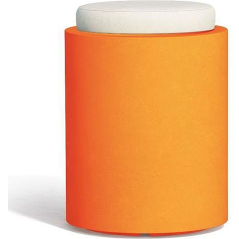Pouf Comfy Round aus Harz mit hohem bequemen Kissen Made in Italy -Orange