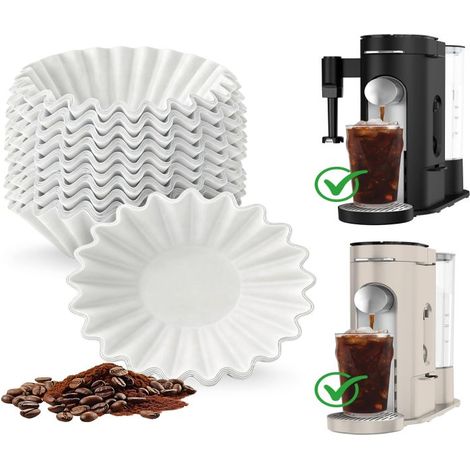 Filtres à café jetables : paquet de 200, papier 50 g/m² pour Ninja PB051 PB041 - Petit panier, fond plat, biodégradables pour la cuisine domestique (1/5)