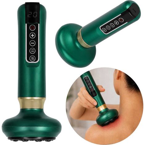 Masajeador eléctrico de mano, USB, 12 niveles, verde (1/5)