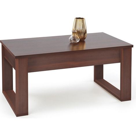Table basse aspect noyer foncé avec deux tiroirs Neo (1/4)