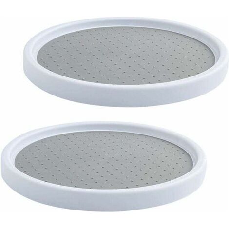 Plateau Tournant en Plastique pour Epices, 2 Pièces Plateau Tournant Epices Rangement Rond, Etagere a Epices Plateau Pivotant, Plateau Tournant Placard Cuisine pour Réfrigérateur, Armoire