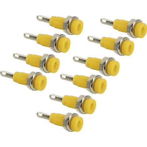 Lot de 10 prises jack banane 2 mm J.40003 avec rallonge pour instruments électroniques (jaune) (1/5)
