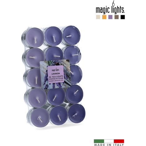 Confezione da 30 candele al profumo di lavanda Luci magiche da 3,7 cm