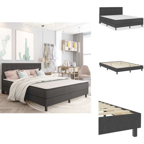 Boxspringbett Dunkelgrau Stoff 180x200 cm - Boxspringbett - Doppelbett - Schlafsofa - Bettrahmen - Liegefläche 180x200 Cm