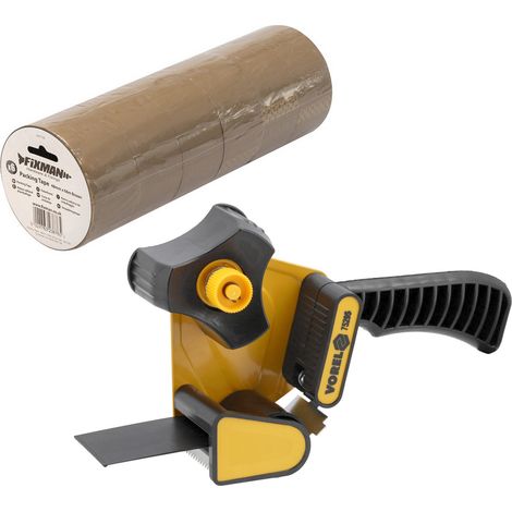 Lot de 6 rouleaux adhesif emballage marron avec 1 devidoir 48 mm x 66 mètres (1/4)