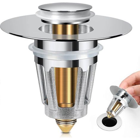 Bouchon de lavabo, filtre de vidange à clapet Bullet Core pour canalisations de 2,8 à 3,8 cm, filtre anti-obstruction et récupérateur de cheveux, bouchon de lavabo facile à nettoyer (1/4)