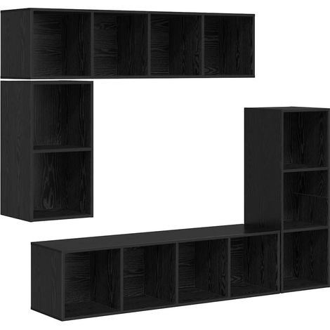 Maison Exclusive - Conjunto de mueble de TV 4 pcs Roble Negro Mad