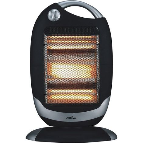 Estufa Eléctrica 1200W Negro Plata 3 Potencias Oscilante 3 Elementos Asa Antivuelco 52x33x25cm CANDENTE (1/3)