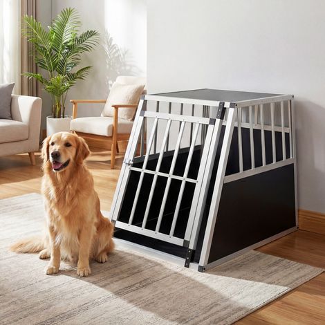 Travel Dog Crate Aluminum Dog Transport Box with Lockable Door Divider and Trapezoidal Design-Type B (1/5)