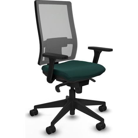 Horna sincro malla gris similpiel verde botella brazos 3D base piramidal  ruedas 65mm nailon (1/5)