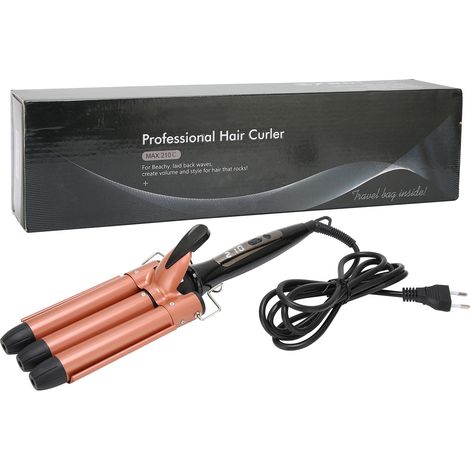 Fer À Friser - 3 Barils - Diamètre 25 mm - Régulation De Température LCD 80-210 ℃ - Pour Cheveux Humides Et Secs - Usage Domestique Et Professionnel - 1 Pièce (1/5)