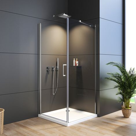 Duschkabine Schwingtür 80x90 cm Eckeinstieg mit Seitenwand Duschkabine Pendeltür Drehtür 80cm mit Seitenwand 90cm Duschabtrennung Pendeltür Komplett Dusche 6mm NANO EGS Glas Duschwand Höhe 195cm