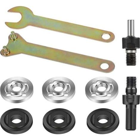 Adattatore per mandrino da 6 mm a 10 mm per smerigliatrice angolare con dadi flangiati e 2 chiavi. (1/4)