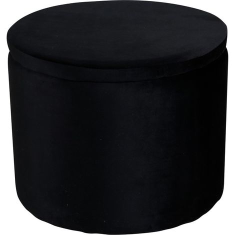 Pouf Coffre en Velours "Dunken" 51cm Noir (1/5)