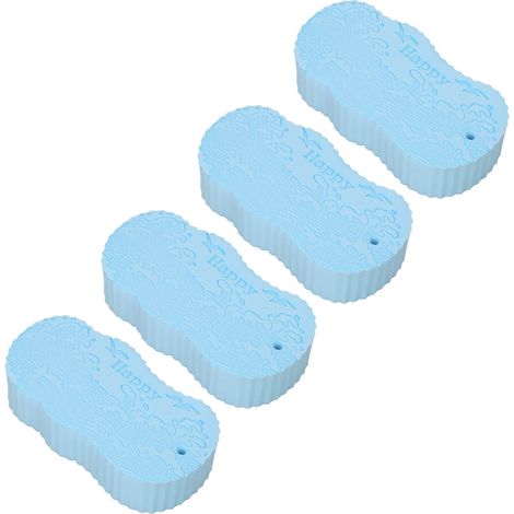 Lot de 4 éponges de bain 3D à motif écailles de poisson - Douces pour la peau, accessoire de bain sans douleur pour les bébés (1/5)