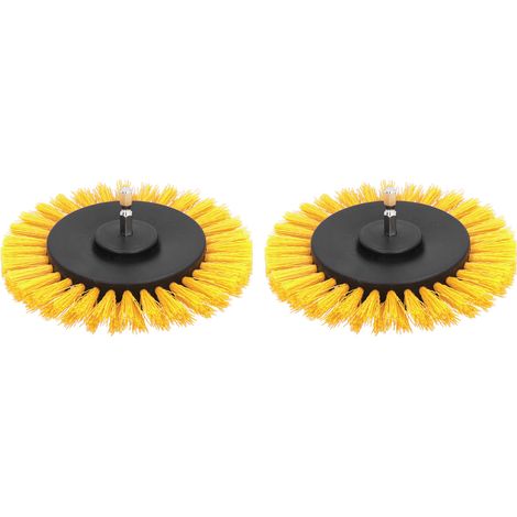 Lot de 2 têtes de brosse de 3,5 pouces pour perceuse électrique, embout durable pour la décoration de tapis, jaune (1/5)