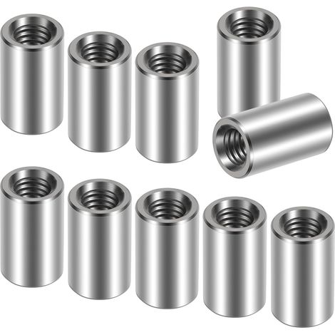 Écrous Longs Manchon M8X20 mm Manchons Filetés Ronds en Acier Inoxydable Écrous de Raccordement m8 Sleeve pour Connecter des Tiges Filetées et des Boulons de Suspension 10Pcs (1/5)