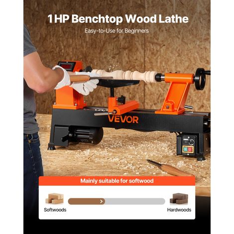 Tour à Bois Établi 30,4 x 46,5 cm Tour à Bois Électrique, 750 W, avec Vitesse Variable 150-3800 tr/min, Moteur CC sans Balais, Corp… (1/5)
